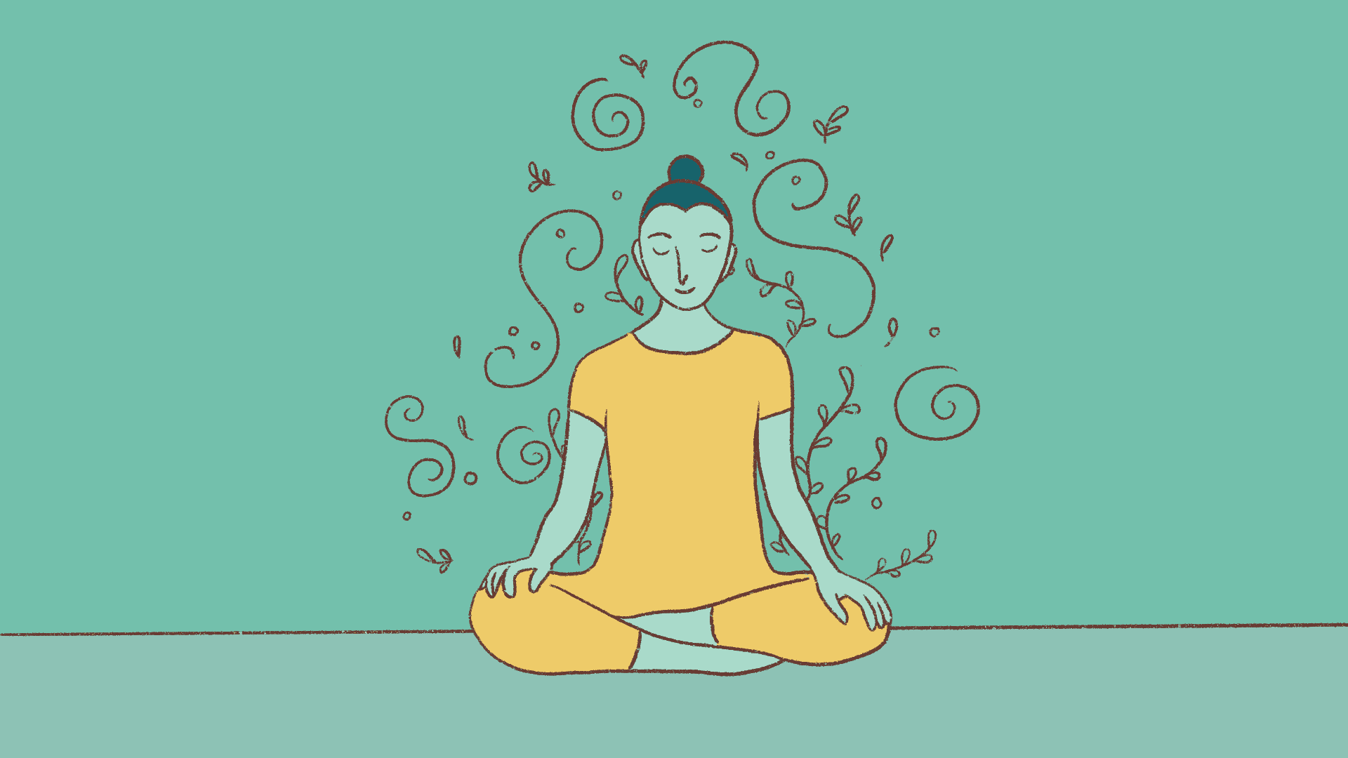 Illustration of a person meditating in lotus position